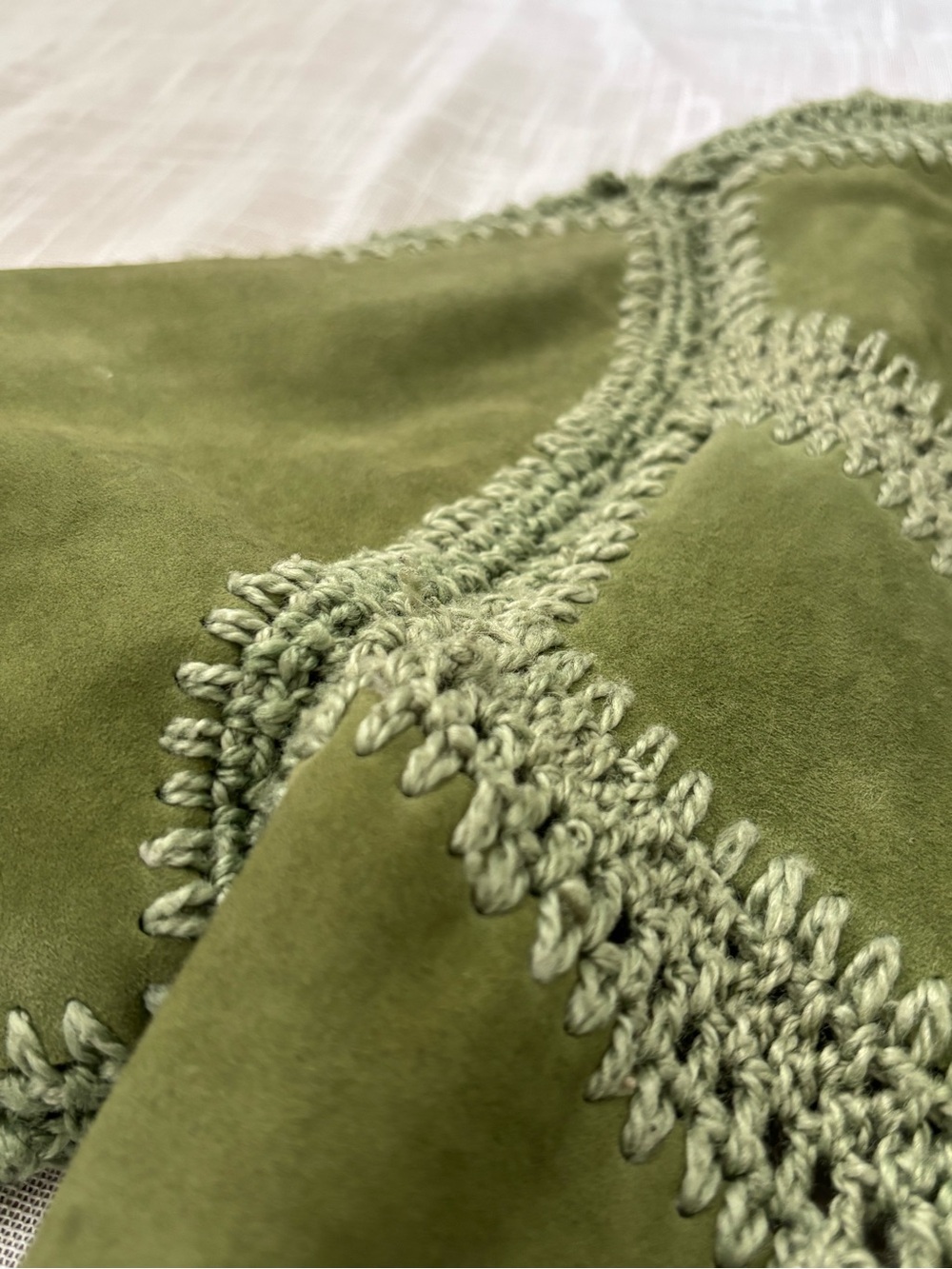 Free People Green Suede Adele Crochet Jacket Size Small - Picture 13 of 14
